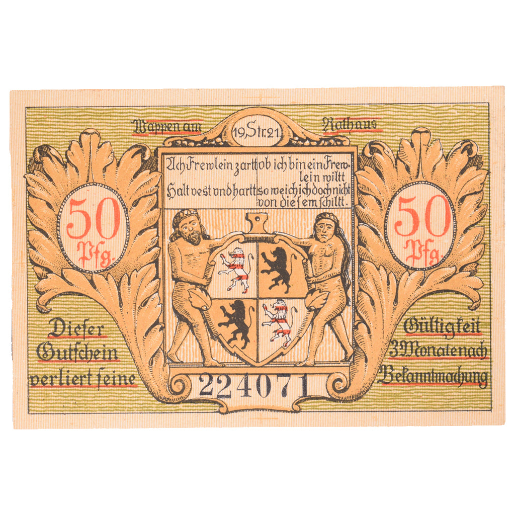 Geldschein, Deutschland, Hildburghausen, 50 Pfennig, ecusson 2, 1921, UNZ