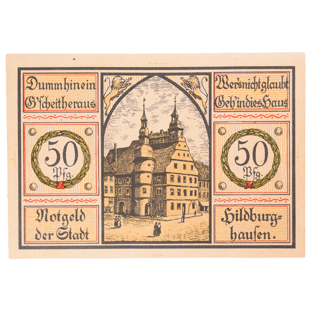 Geldschein, Deutschland, Hildburghausen, 50 Pfennig, ecusson 2, 1921, UNZ