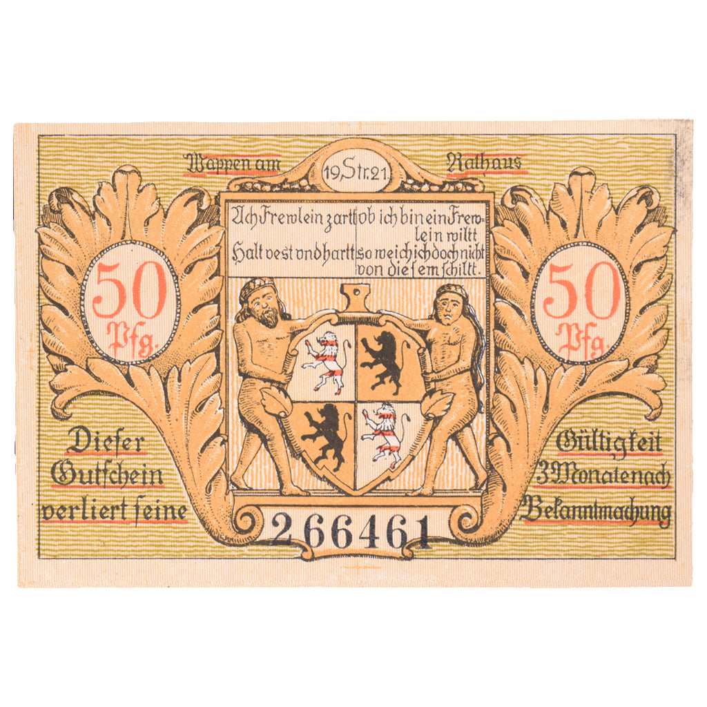 Banknot, Niemcy, Hildburghausen, 50 Pfennig, ecusson 3, 1921, UNC(65-70)