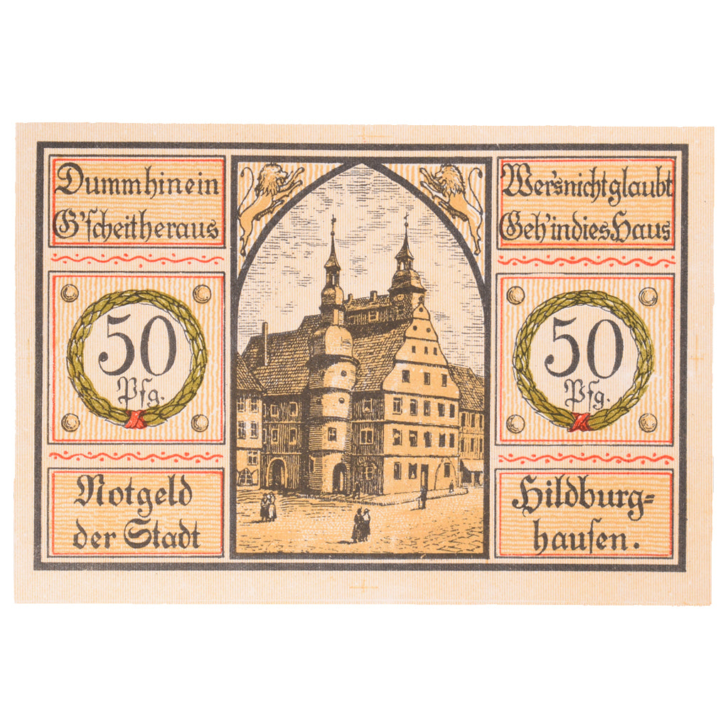 Banknot, Niemcy, Hildburghausen, 50 Pfennig, ecusson 3, 1921, UNC(65-70)
