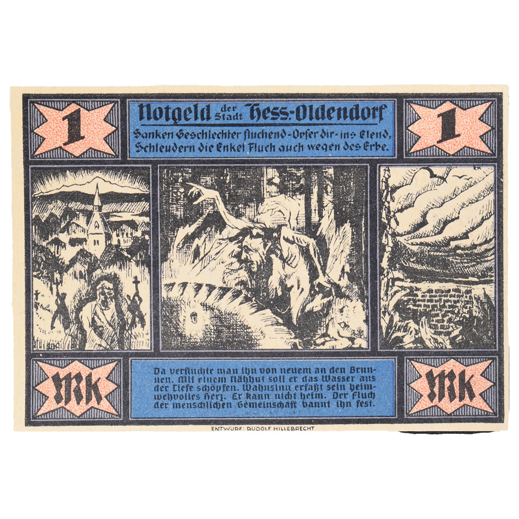 Banknot, Niemcy, Hess-Oldendorf, 1 Mark, chateau 1, 1920, 1920-12-31, UNC(60-62)
