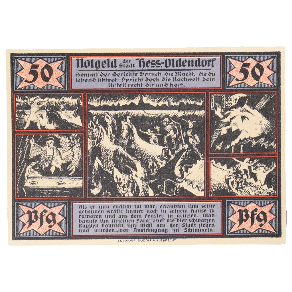 Banconote, Germania, Hess-Oldendorf, 50 Pfennig, personnage, 1920, 1920-12-31