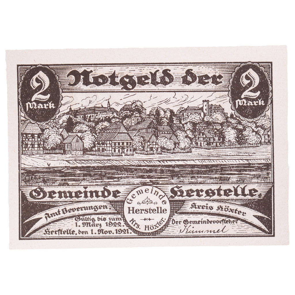 Geldschein, Deutschland, Herstelle, 2 Mark, Ecusson 1, 1921, 1921-11-01, UNZ