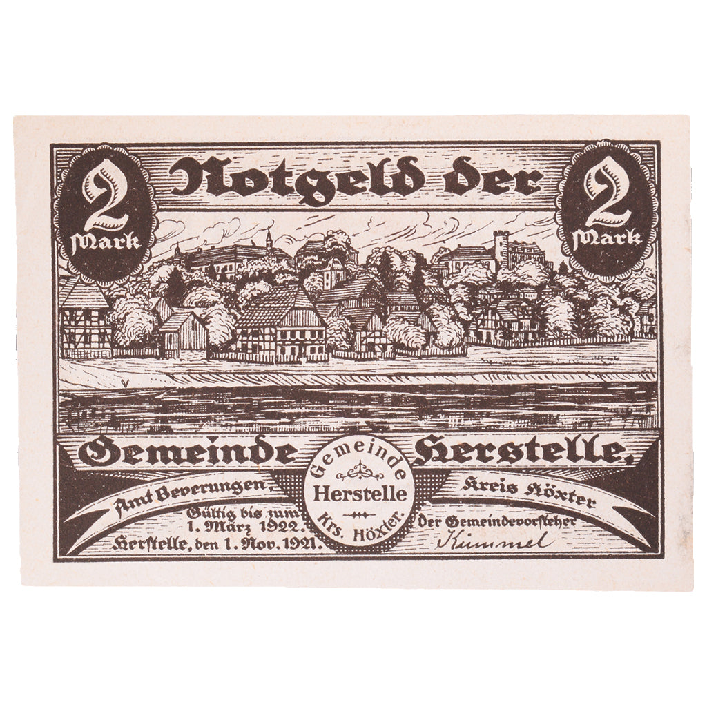 Geldschein, Deutschland, Herstelle, 2 Mark, ecusson 2, 1921, 1921-11-01, UNZ