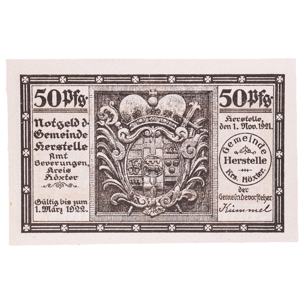 Banconote, Germania, Herstelle, 50 Pfennig, personnage, 1921, 1921-11-01, FDS