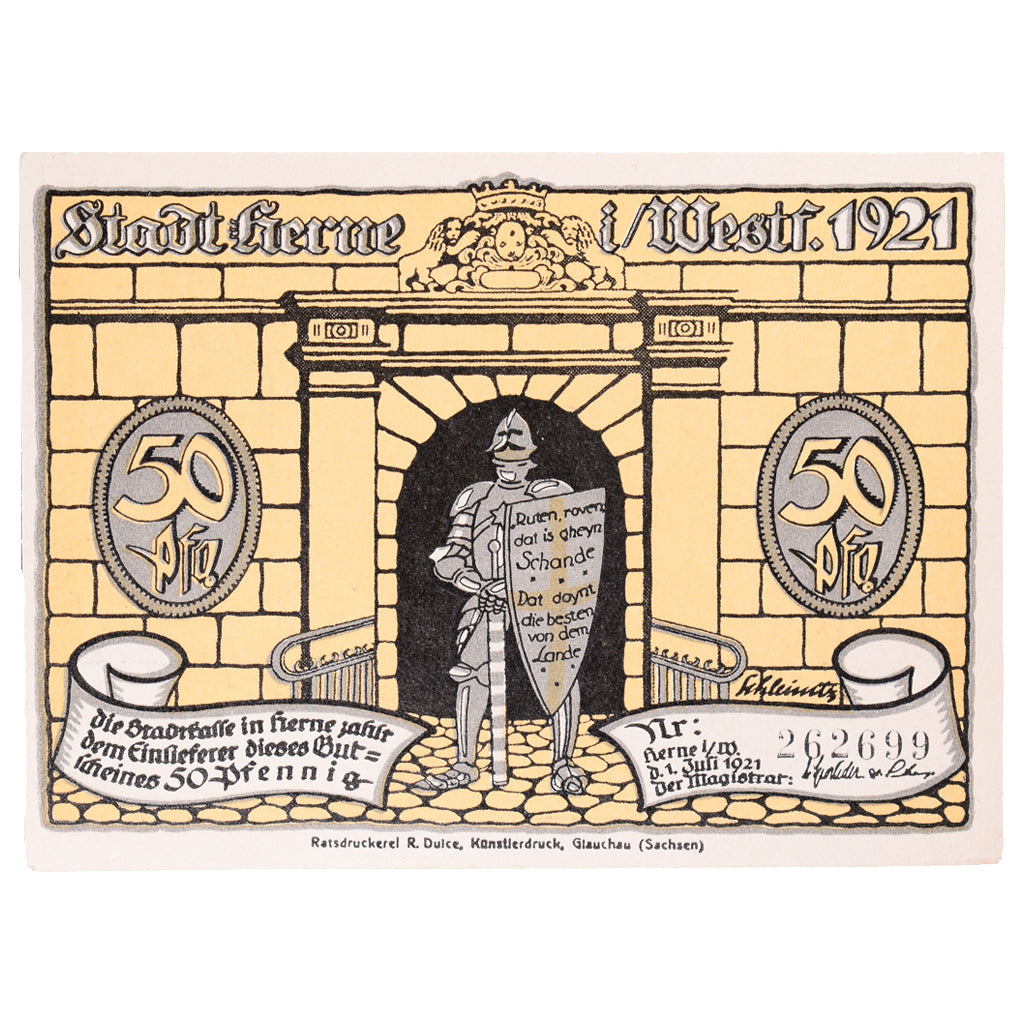 Banconote, Germania, Herne Stadt, 50 Pfennig, armée, 1921, 1921-07-01, SPL-