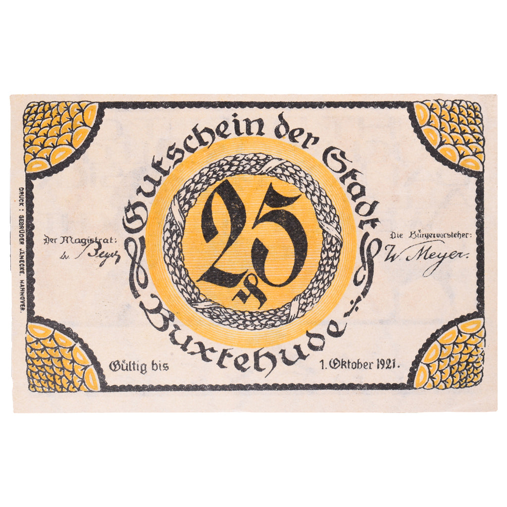 Billete, Alemania, Buxtehude Stadt, 25 Pfennig, personnage, 1920, 1920-10-01