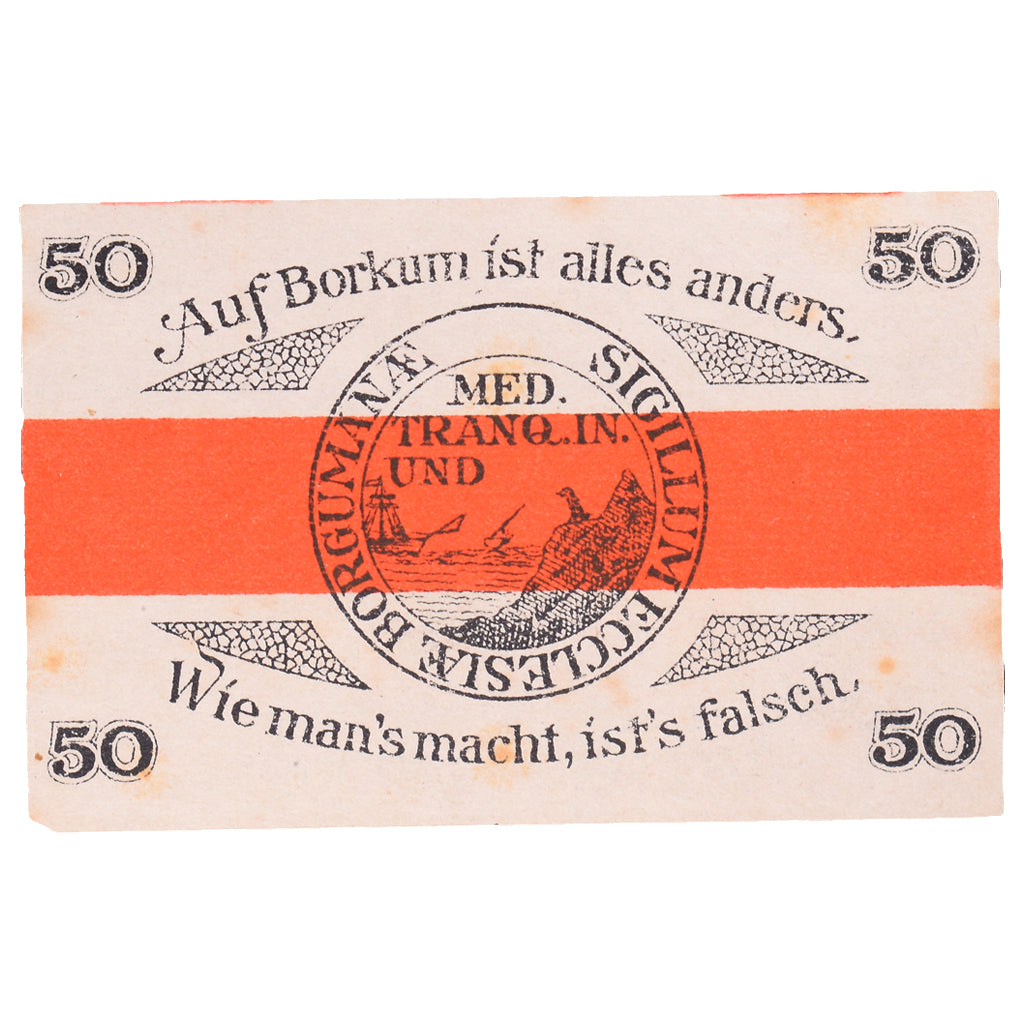 Geldschein, Deutschland, Borkum Gemeinde, 50 Pfennig, valeur faciale, 1920