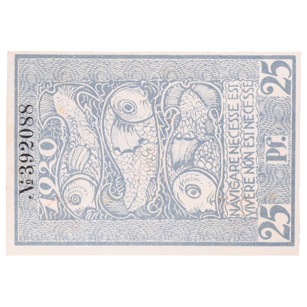 Banknot, Niemcy, Bremerhaven, 25 Pfennig, poisson, 1920, UNC(63), Mehl:B86.3