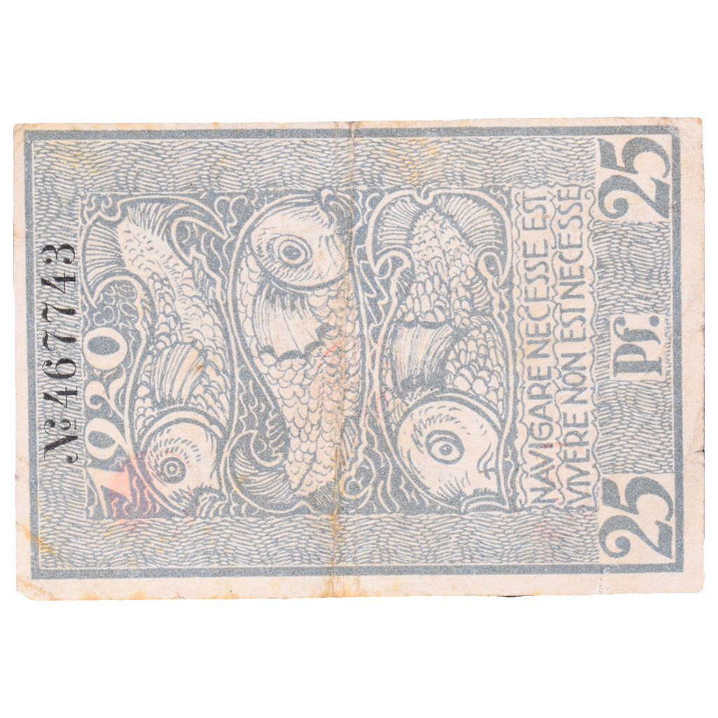Geldschein, Deutschland, Bremerhaven, 25 Pfennig, Poissons 1, 1920, UNZ-