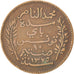 Tunisia, Muhammad al-Nasir Bey, 10 Centimes, 1907, Paris, Bronze, EF(40-45)