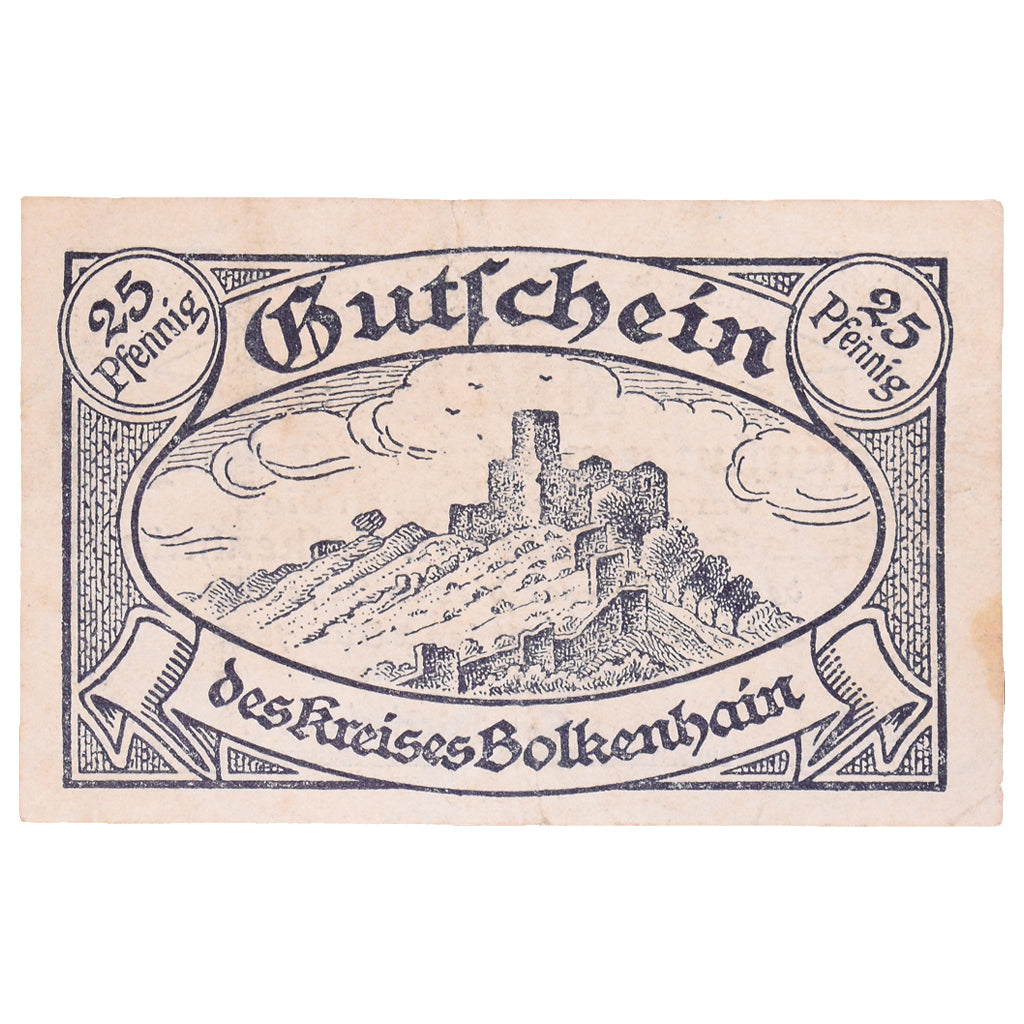 Banknot, Niemcy, Bolkenhain, 25 Pfennig, montagne, 1920, 1920-01-10, AU(55-58)
