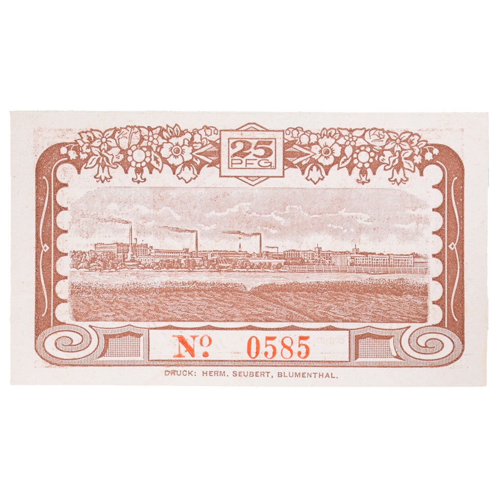 Banknot, Niemcy, Blumenthal Gemeinde, 25 Pfennig, Usine, 1920, 1920-08-23