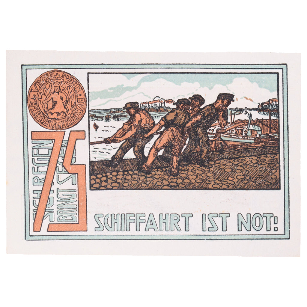 Geldschein, Deutschland, Frohse a. Elbe Stadt, 75 Pfennig, personnage, 1921, VZ