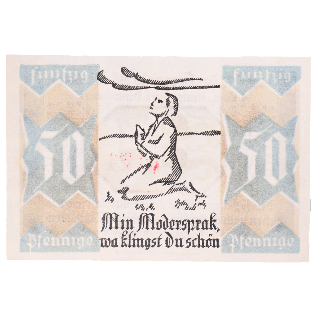 Banconote, Germania, Bönningstedt, 50 Pfennig, personnage, 1921, SPL
