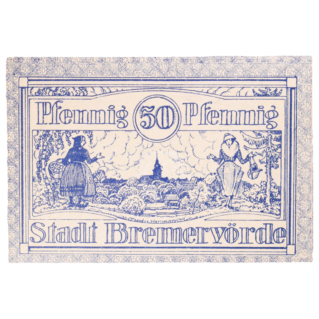 Banknot, Niemcy, Bremervörde Stadt, 50 Pfennig, personnage, AU(55-58)