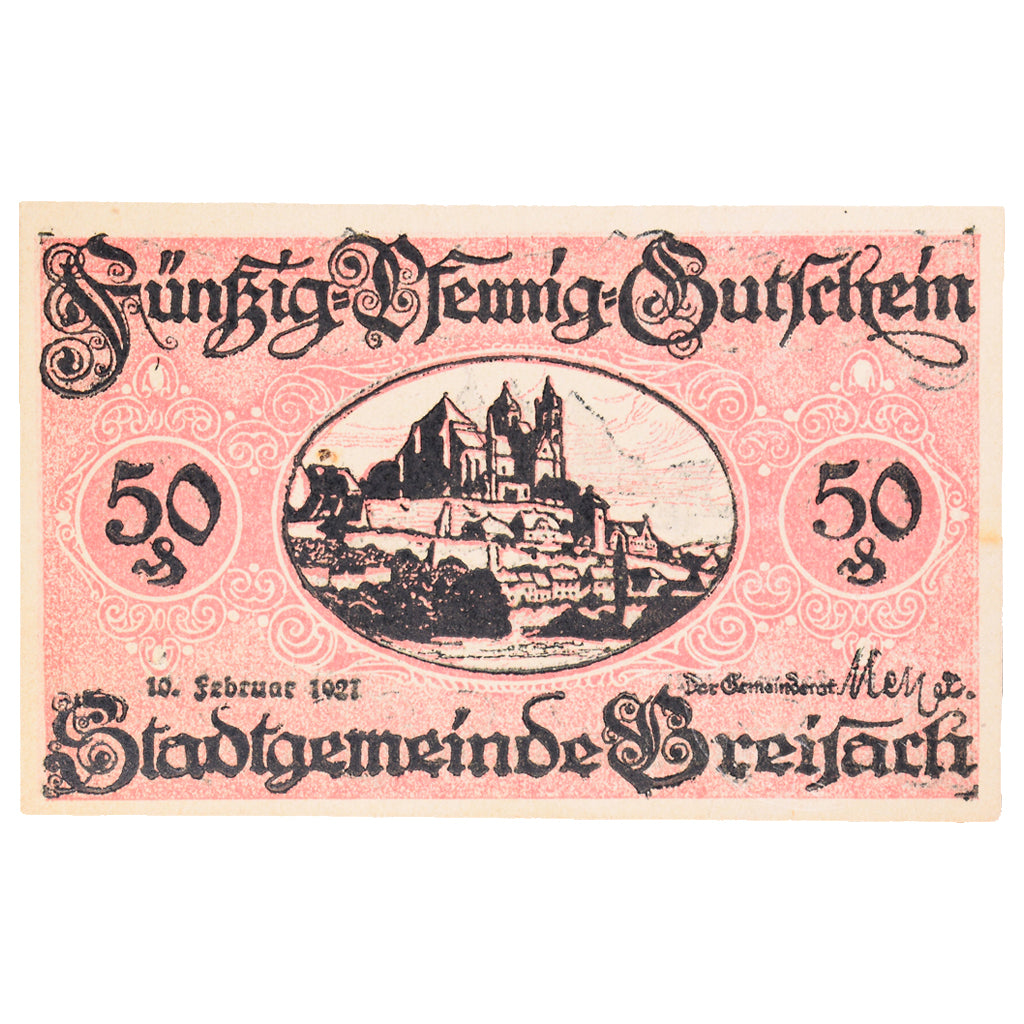 Banknot, Niemcy, Breisach Stadt, 50 Pfennig, Maison, 1921, 1921-06-01