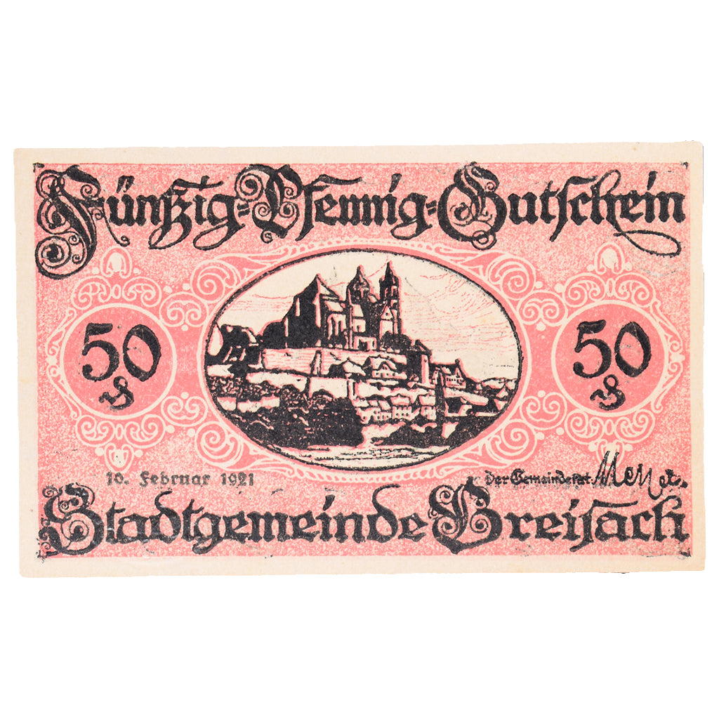Banknot, Niemcy, Breisach Stadt, 50 Pfennig, Maison, 1921, 1921-06-01
