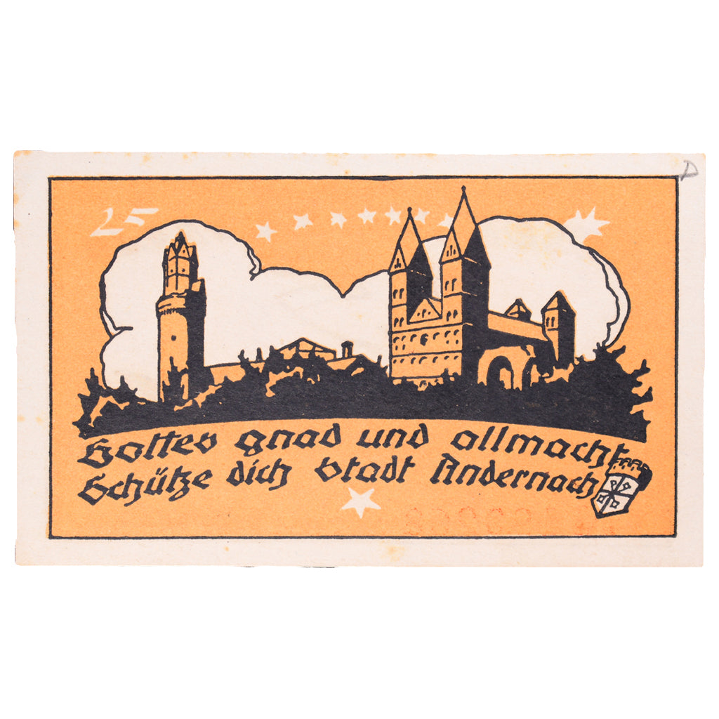 Geldschein, Deutschland, Andernach, 25 Pfennig, chateau 1, 1920, 1921-04-01, VZ