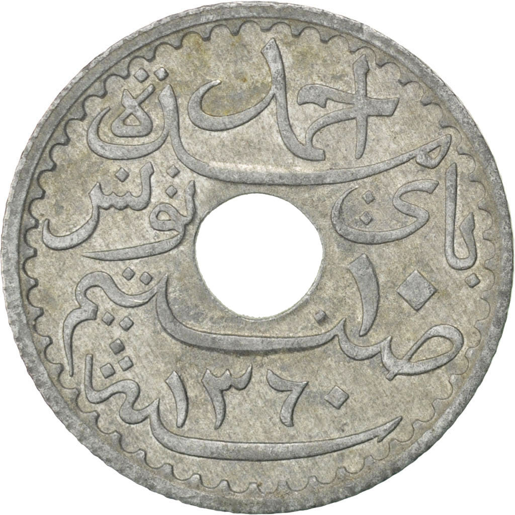 Tunesien, Ahmad Pasha Bey, 10 Centimes, 1941, Paris, Zinc, UNZ, KM:267