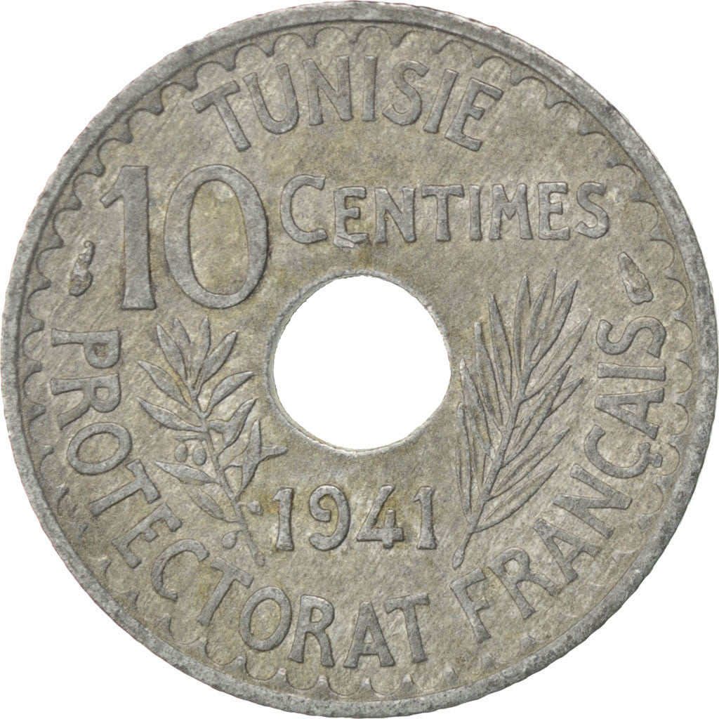 Tunesien, Ahmad Pasha Bey, 10 Centimes, 1941, Paris, Zinc, UNZ, KM:267