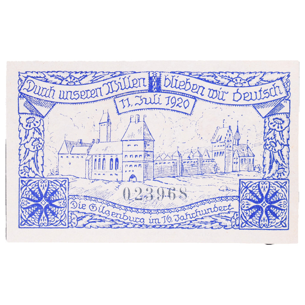 Geldschein, Deutschland, Gilgenburg Stadt, 50 Pfennig, village, 1920