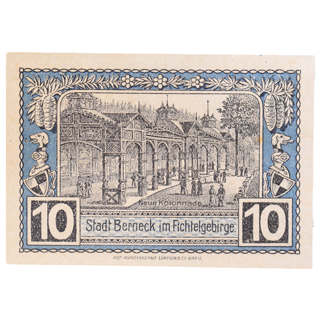 Banknot, Niemcy, Berneck im Fichtelgebirge Stadt, 10 Pfennig, village, 1921