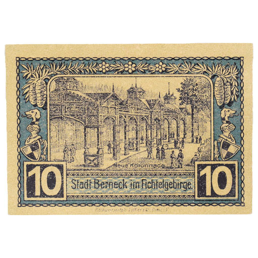 Geldschein, Deutschland, Berneck im Fichtelgebirge Stadt, 10 Pfennig, village 2