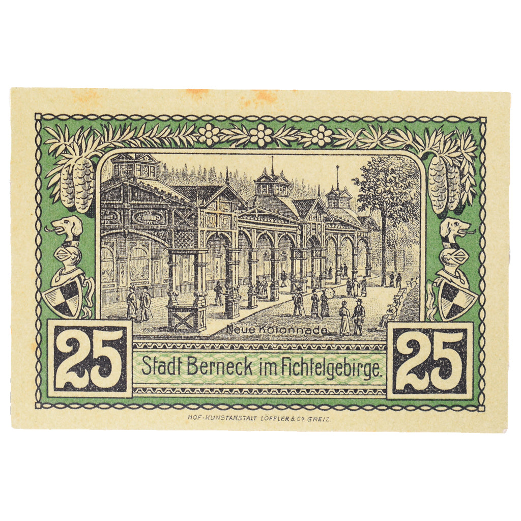 Geldschein, Deutschland, Berneck im Fichtelgebirge Stadt, 25 Pfennig, village 1