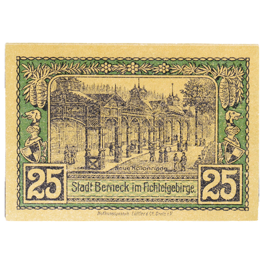 Geldschein, Deutschland, Berneck im Fichtelgebirge Stadt, 25 Pfennig, village 2
