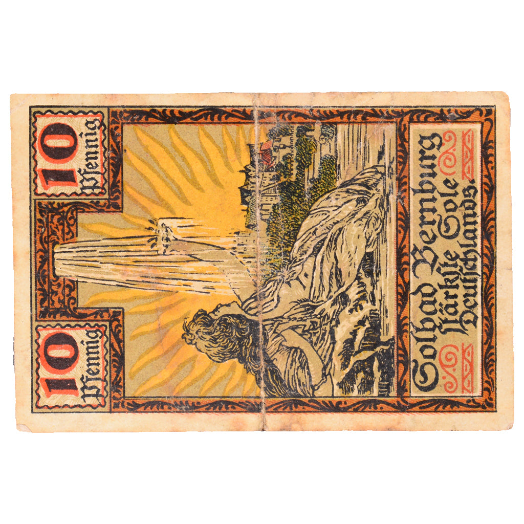 Geldschein, Deutschland, Bernburg Stadt, 10 Pfennig, personnage, 1921, SS+