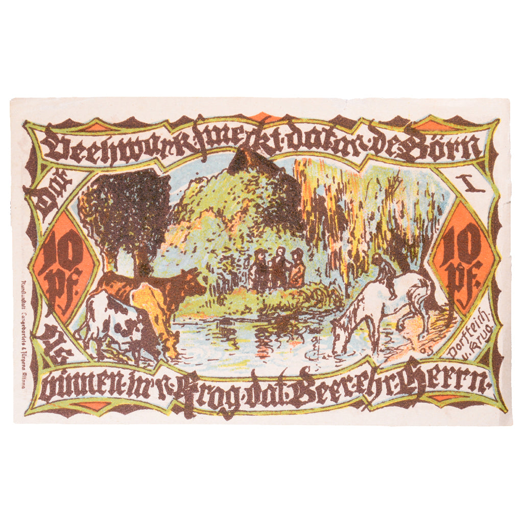 Banconote, Germania, Groß-Flottbek Gemeinde, 10 Pfennig, village, 1921