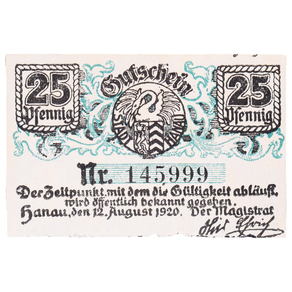 Geldschein, Deutschland, Hanau Stadt, 25 Pfennig, village, 1920, 1920-08-12