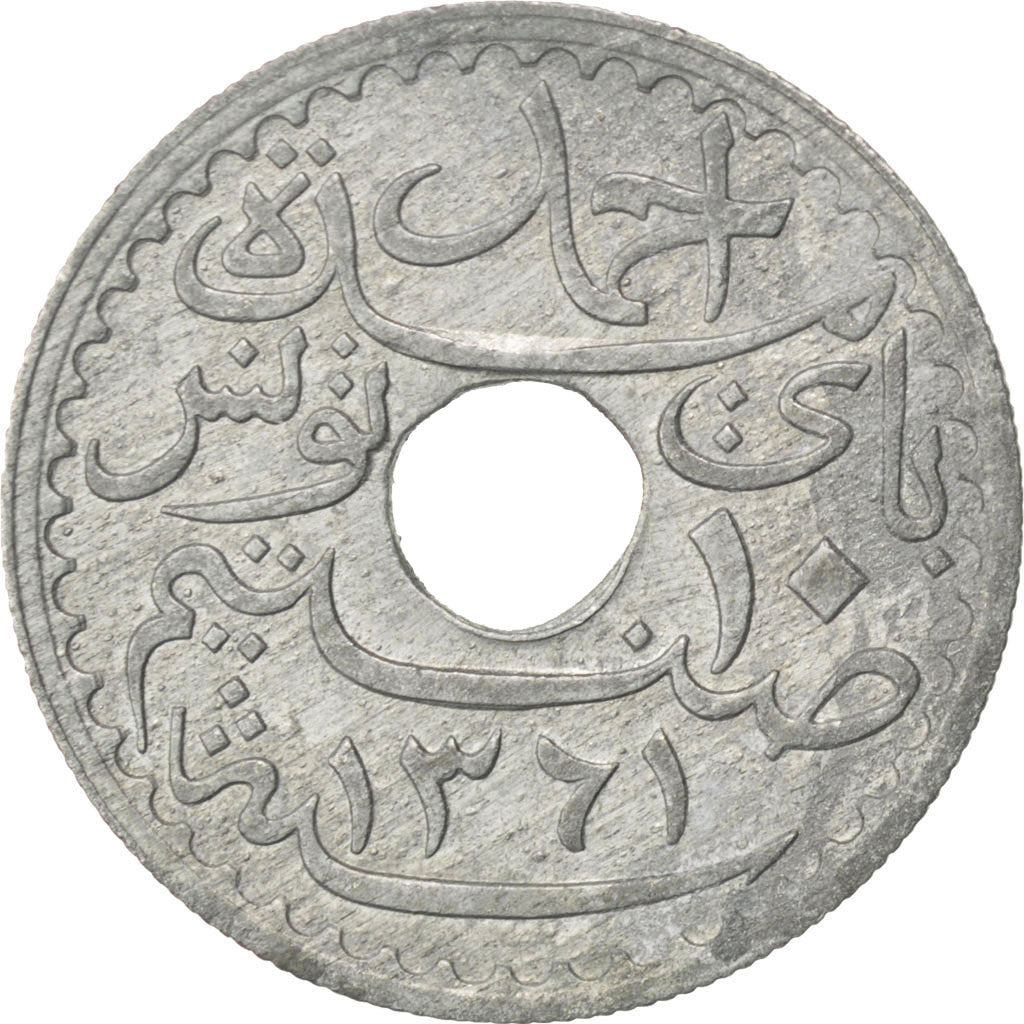Tunisia, Ahmad Pasha Bey, 10 Centimes, 1942, Paris, Zinc, MS(63), KM:267