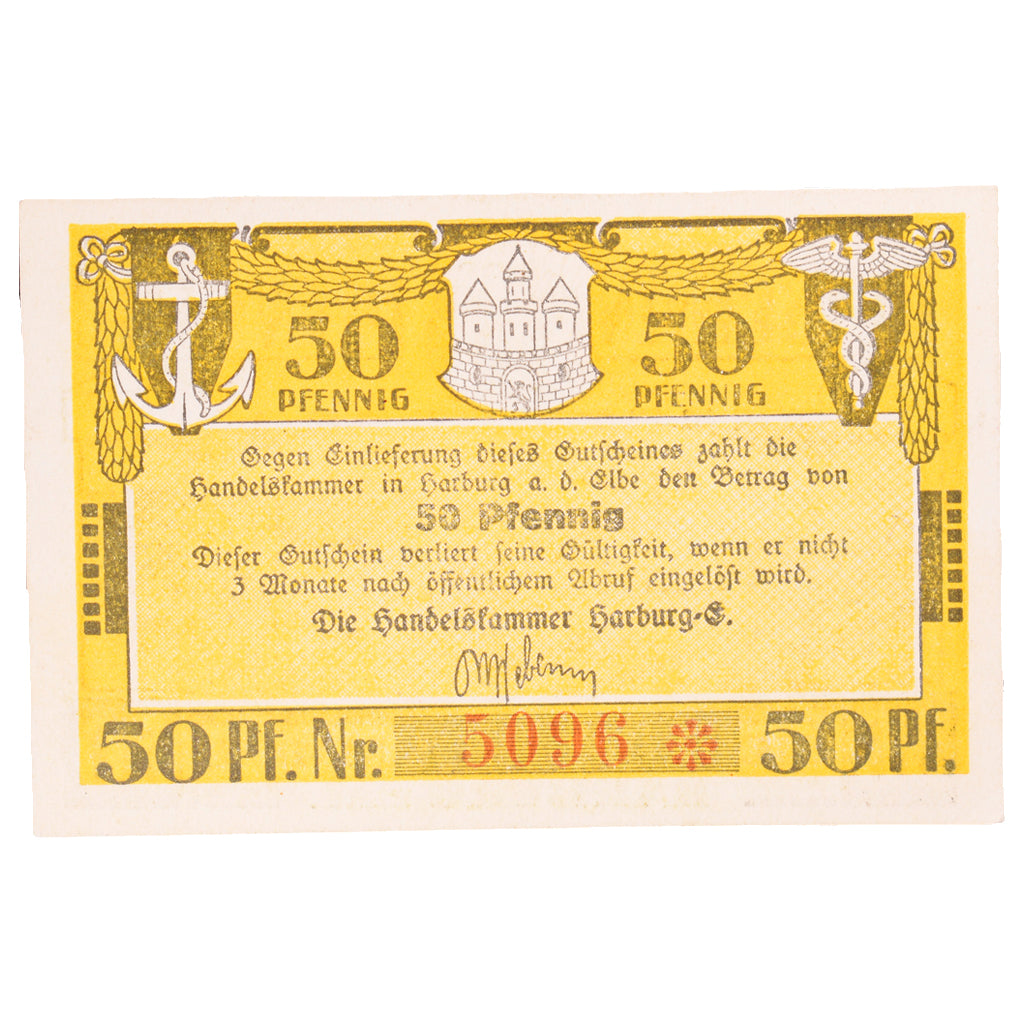 Banknot, Niemcy, Harburg Handelskammer, 50 Pfennig, paysage, undated (1921)