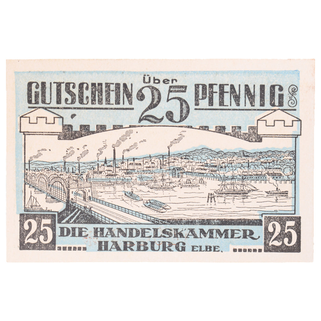 Banknot, Niemcy, Harburg Handelskammer, 25 Pfennig, paysage, undated (1921)