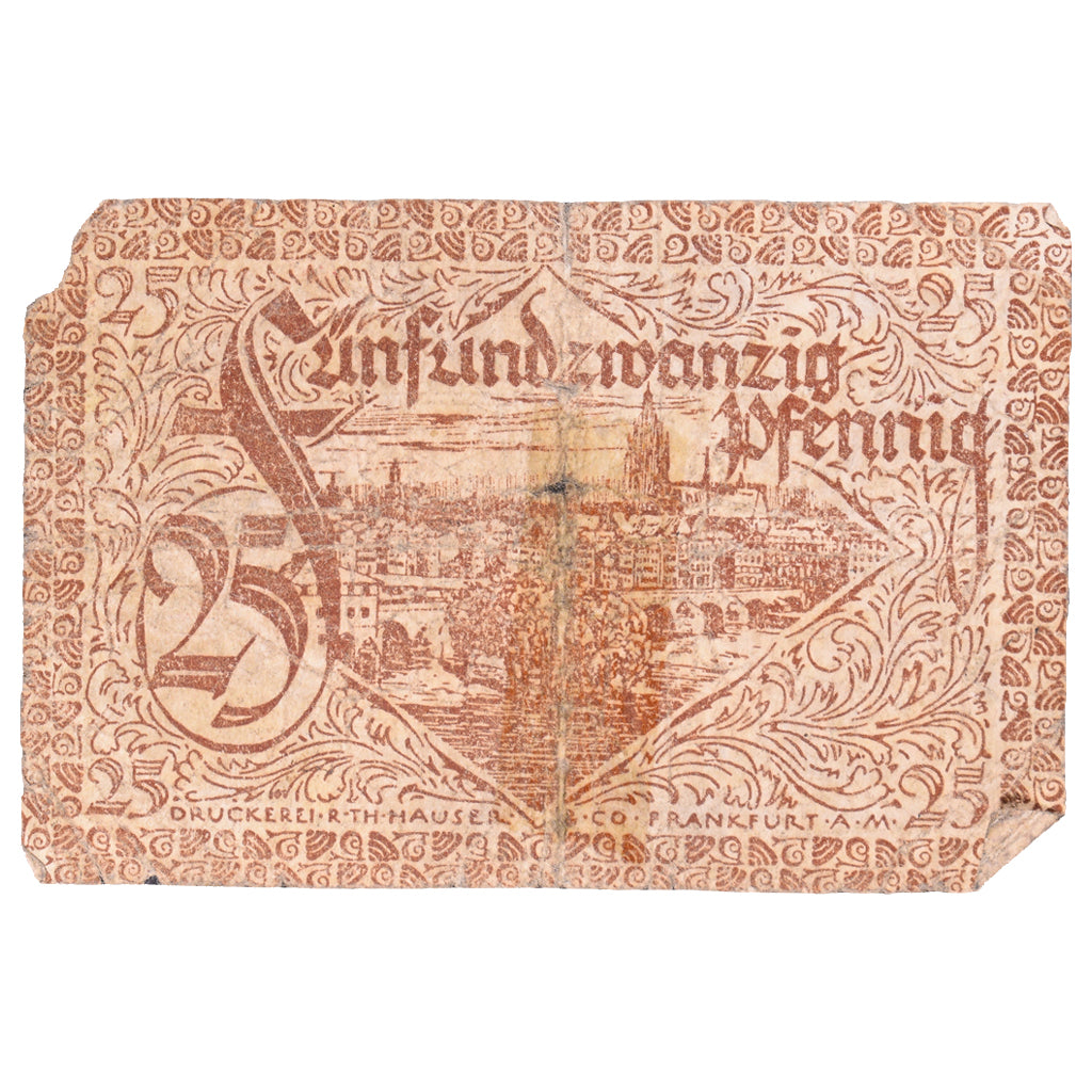 Geldschein, Deutschland, Frankfurt am Main Stadt, 25 Pfennig, paysage 1, 1919