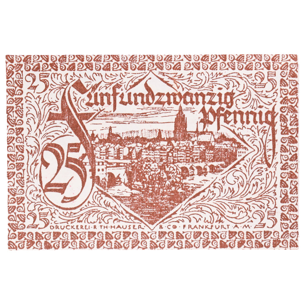 Banknot, Niemcy, Frankfurt am Main Stadt, 25 Pfennig, paysage 4, 1919