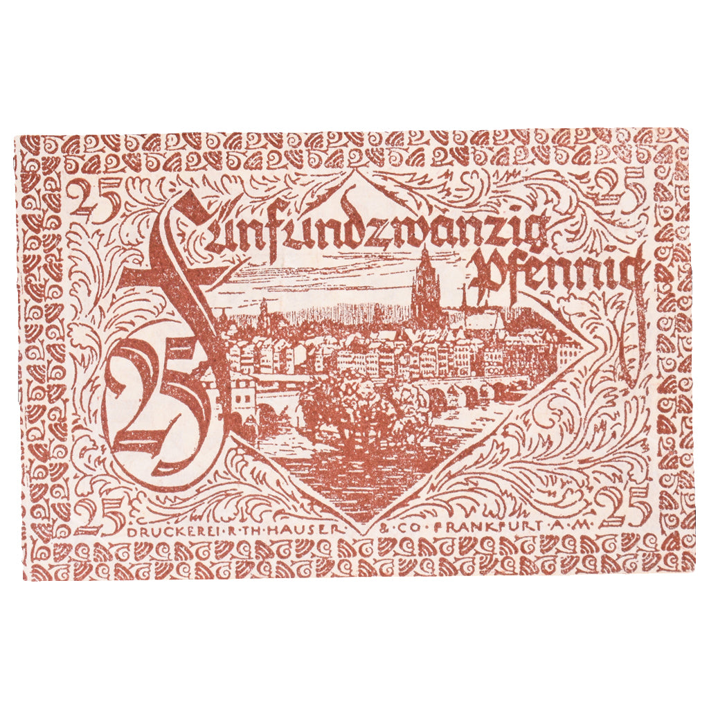 Banknot, Niemcy, Frankfurt am Main Stadt, 25 Pfennig, paysage 5, 1919