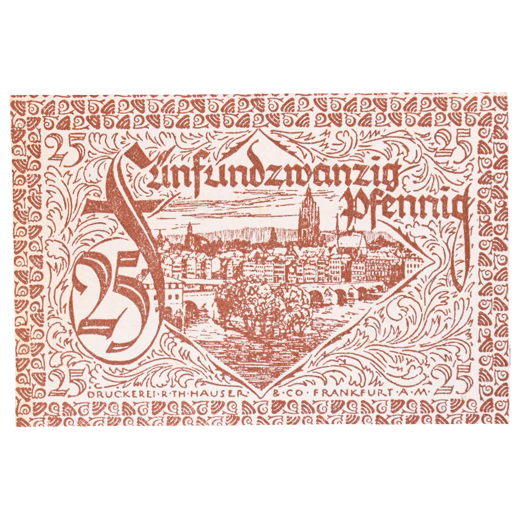 Banconote, Germania, Frankfurt am Main Stadt, 25 Pfennig, paysage 6, 1919