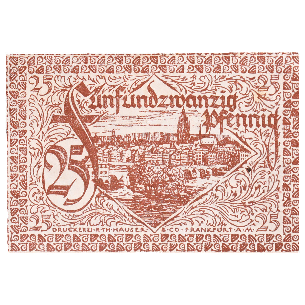Banconote, Germania, Frankfurt am Main Stadt, 25 Pfennig, paysage 8, 1919