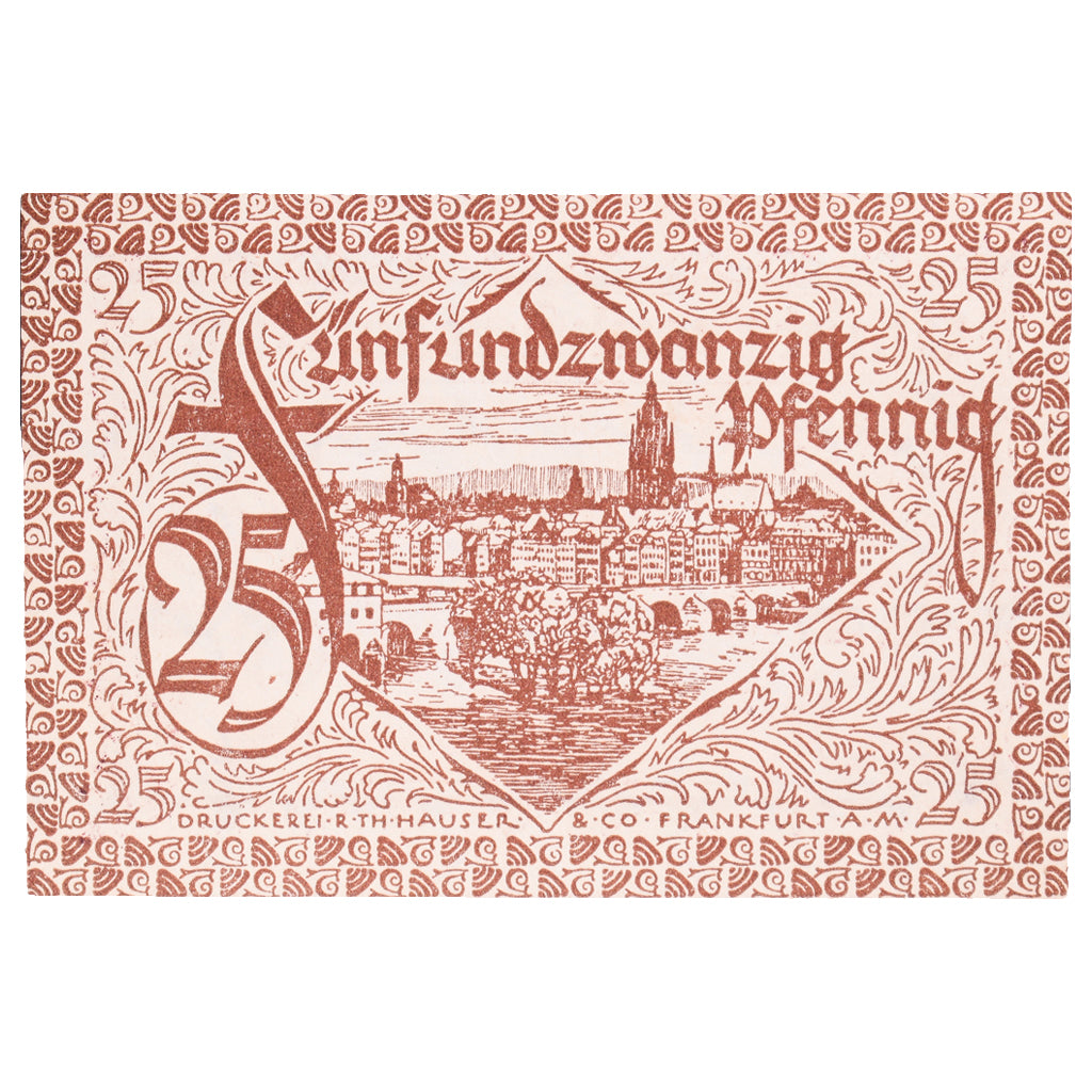 Geldschein, Deutschland, Frankfurt am Main Stadt, 25 Pfennig, paysage 9, 1919