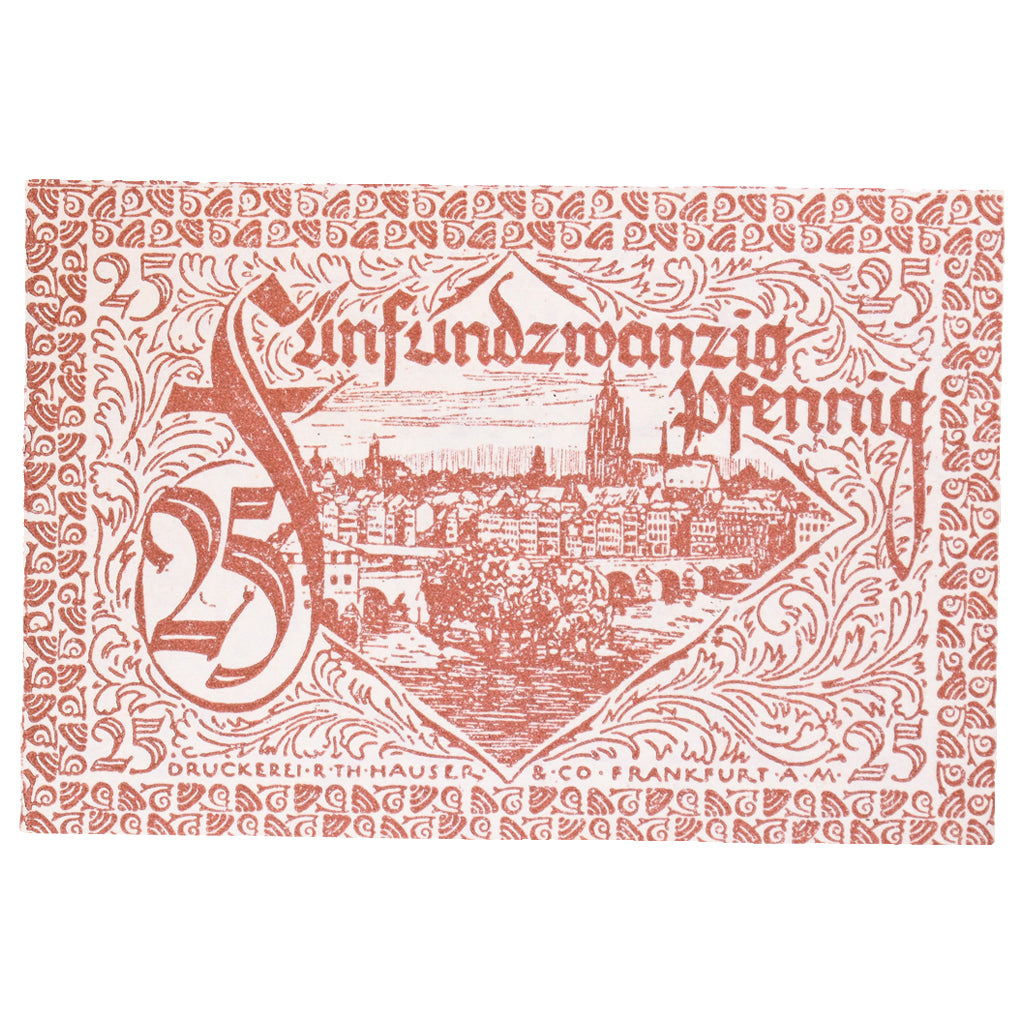 Geldschein, Deutschland, Frankfurt am Main Stadt, 25 Pfennig, paysage 11, 1919