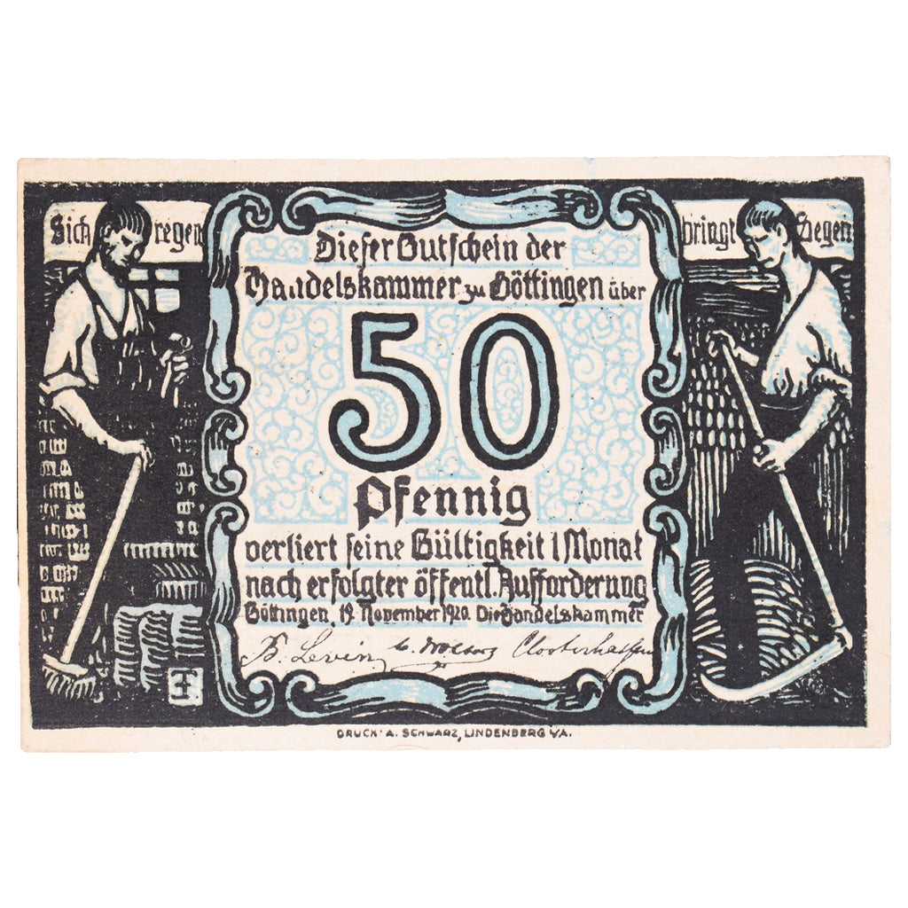 Banconote, Germania, Göttingen, 50 Pfennig, Ecusson, 1920, 1920-11-19, BB+