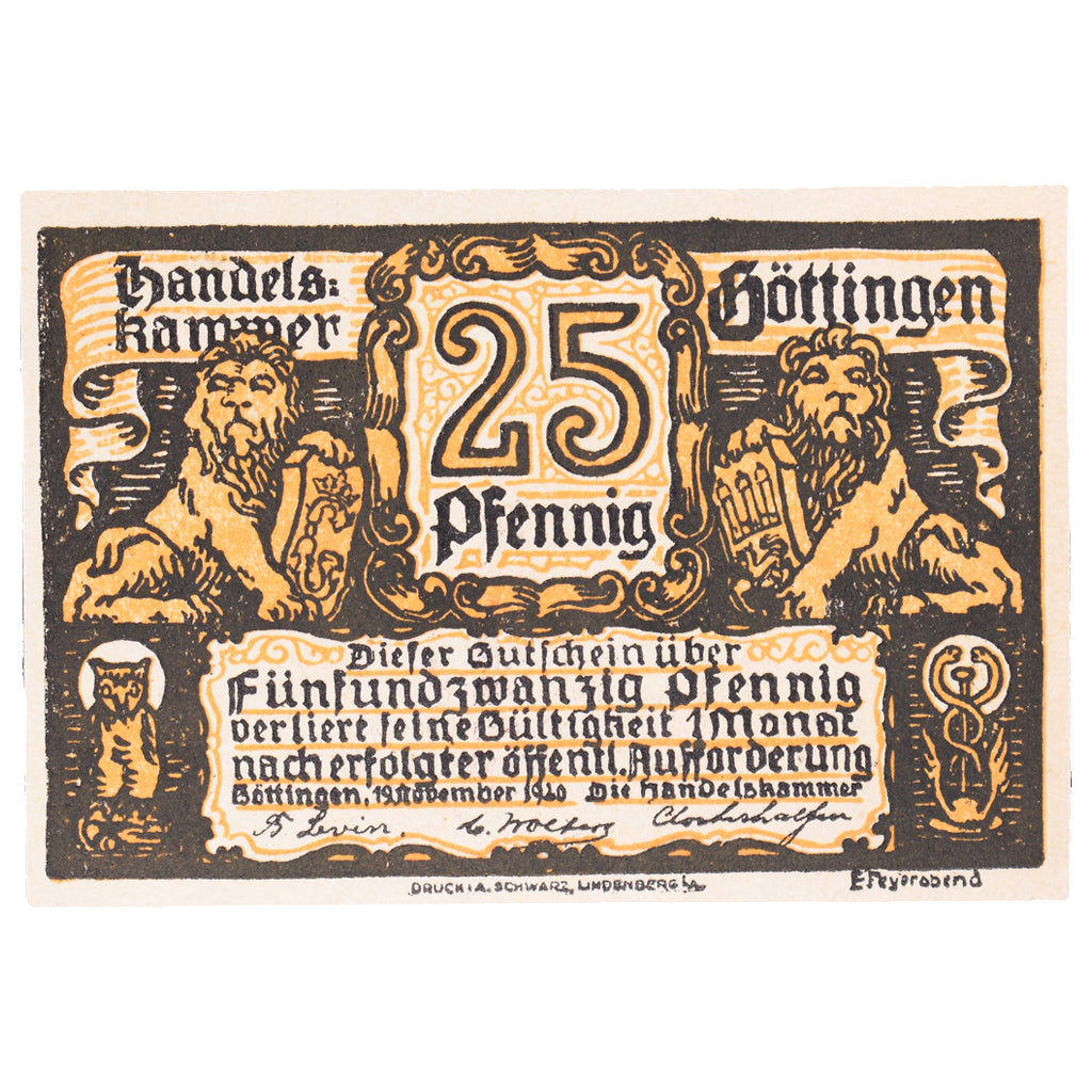 Banconote, Germania, Göttingen, 25 Pfennig, Ecusson 1, 1920, 1920-11-19, BB+