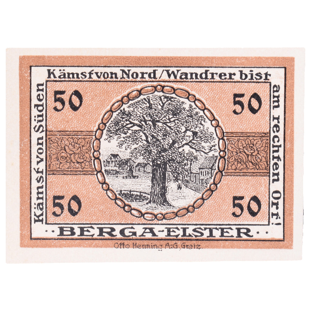 Banconote, Germania, Berga, 50 Pfennig, arbre 1, 1922, 1922-12-31, SPL