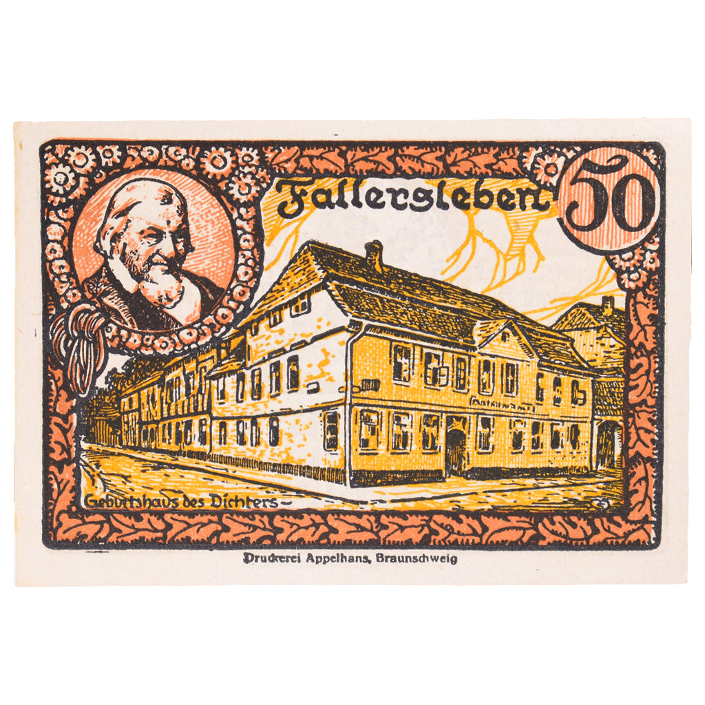Banknot, Niemcy, Fallersleben, 50 Pfennig, Maison, 1920, 1920-10-01, UNC(60-62)