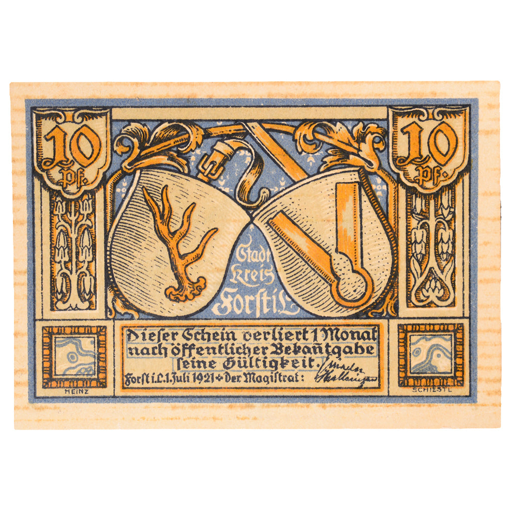 Geldschein, Deutschland, forst, 10 Pfennig, ecole, 1921, 1921-07-01, VZ+
