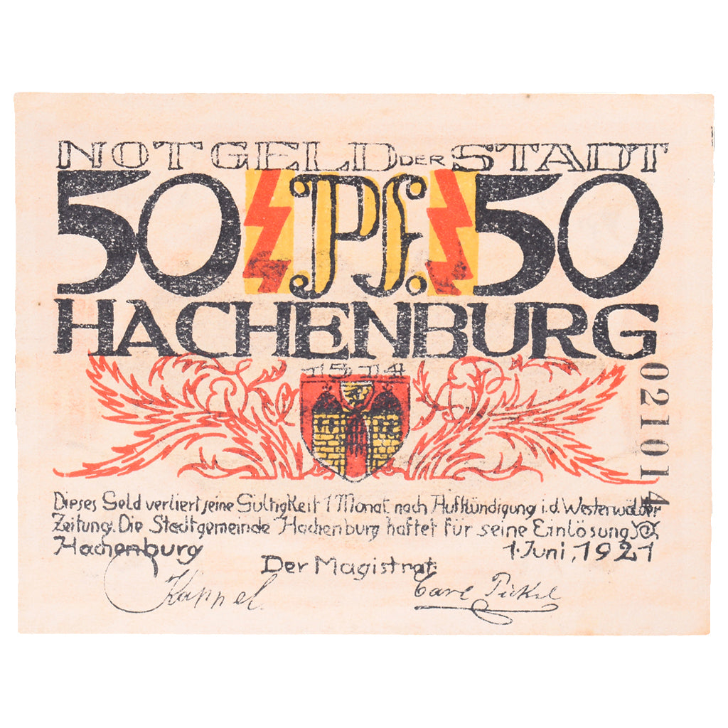 Geldschein, Deutschland, Hachenburg, 50 Pfennig, village, 1921, 1921-06-01, VZ+