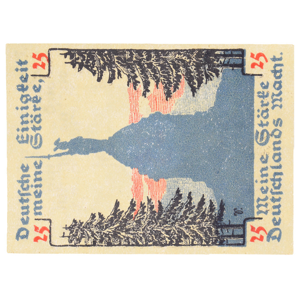 Banconote, Germania, Detmold, 25 Pfennig, Monument, 1920, SPL, Mehl:268.1b